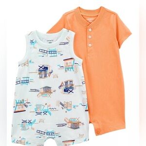 Carter’s Infant Boy’s 2 Pack Short Style Rompers For Summer! Size 6 - 9 Months